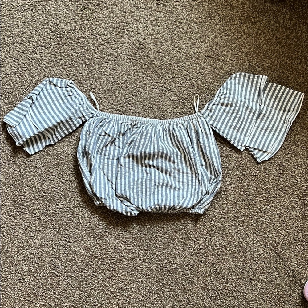 Striped Off-Shoulder Top - Picture 1 of 11